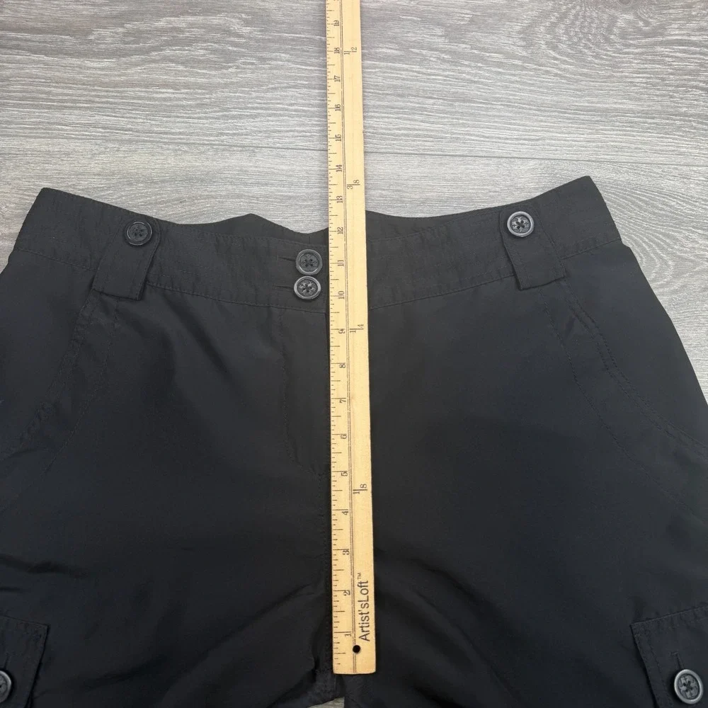 Tory Burch Pants Womens 12 Black Cargo Silk Cropped Relaxed High Rise Utility